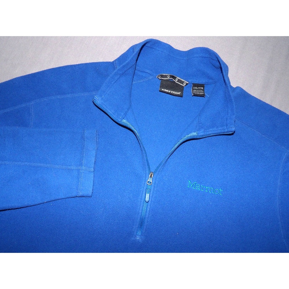MARMOT Light Weight Blue Pull Over Collared 1/4 Zip Fleece Jacket Men's XXL